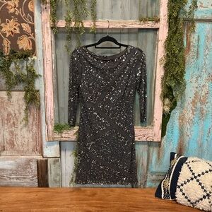 Pisarro Nights Beaded Sequin Art Deco Cocktail Dress Size 2